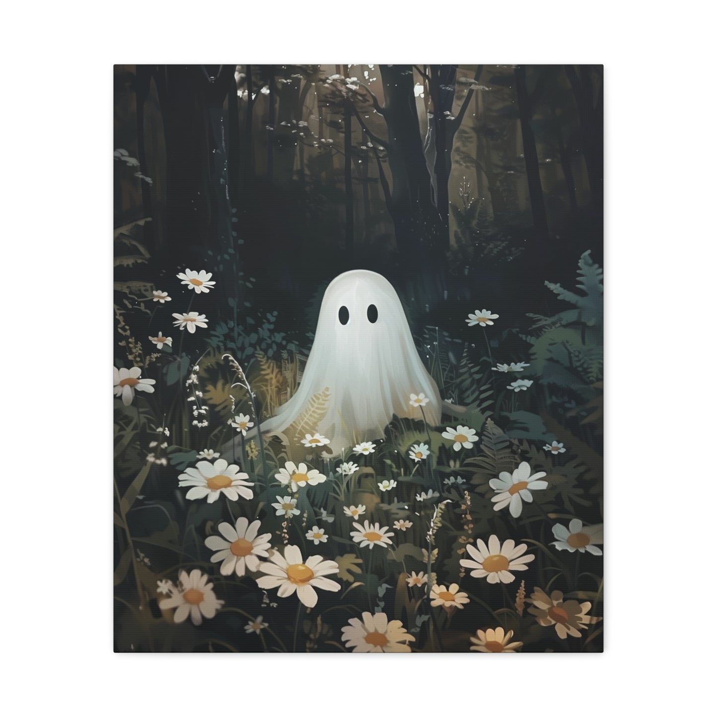 Ghost in Flower Field Canvas Wall Art