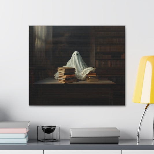 Ghost in Library Canvas Wall Art Halloween Decor