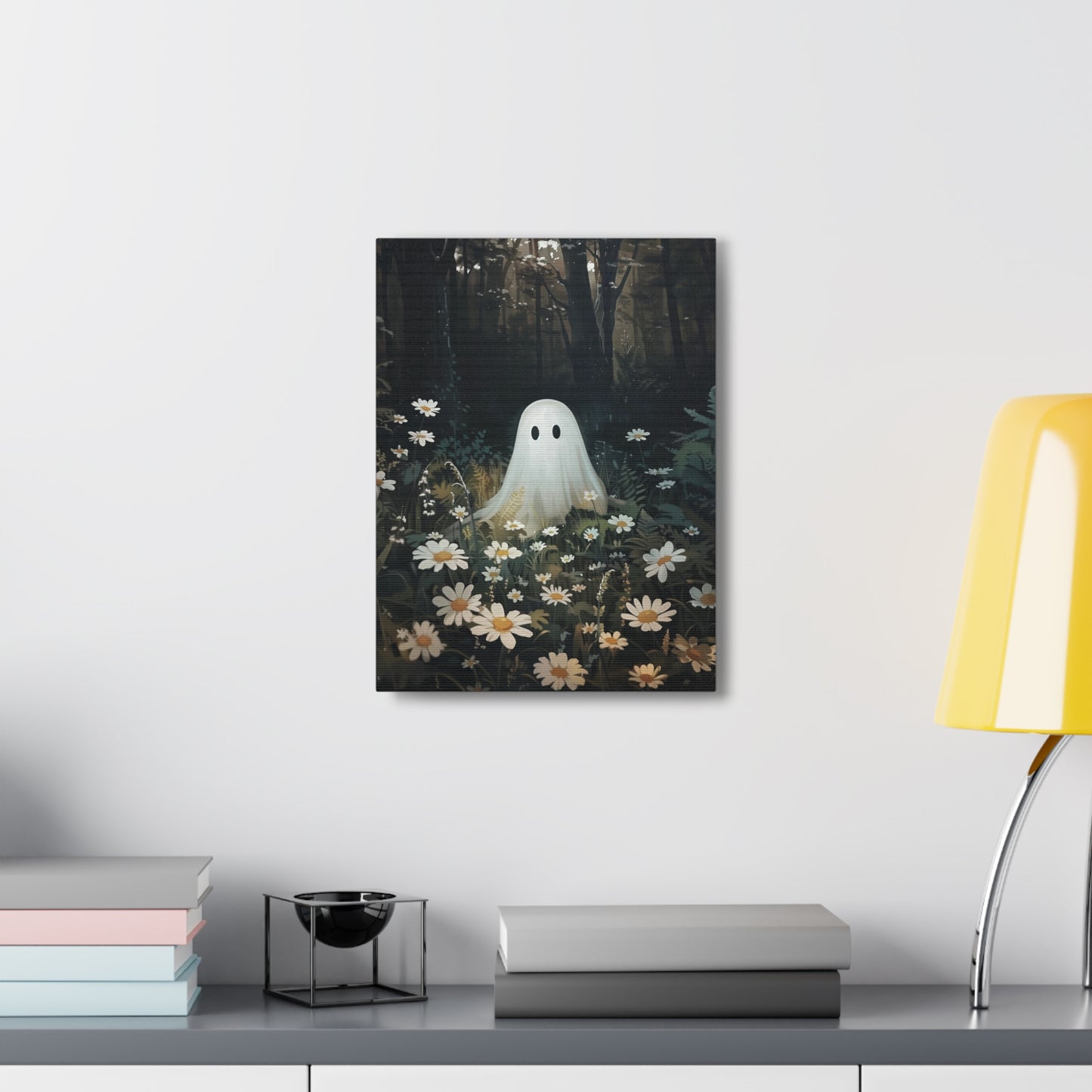 Ghost in Flower Field Canvas Wall Art