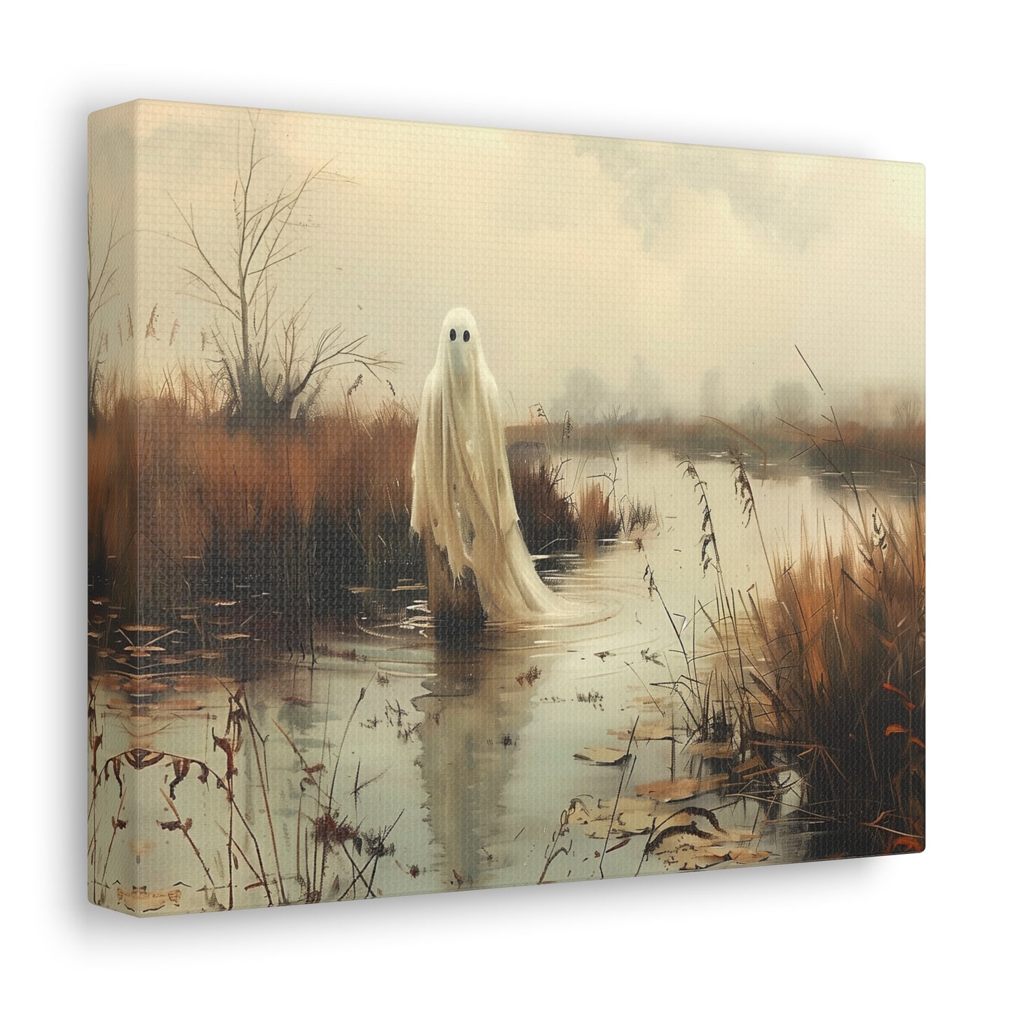 Ghost in Country Field Canvas Wall Art