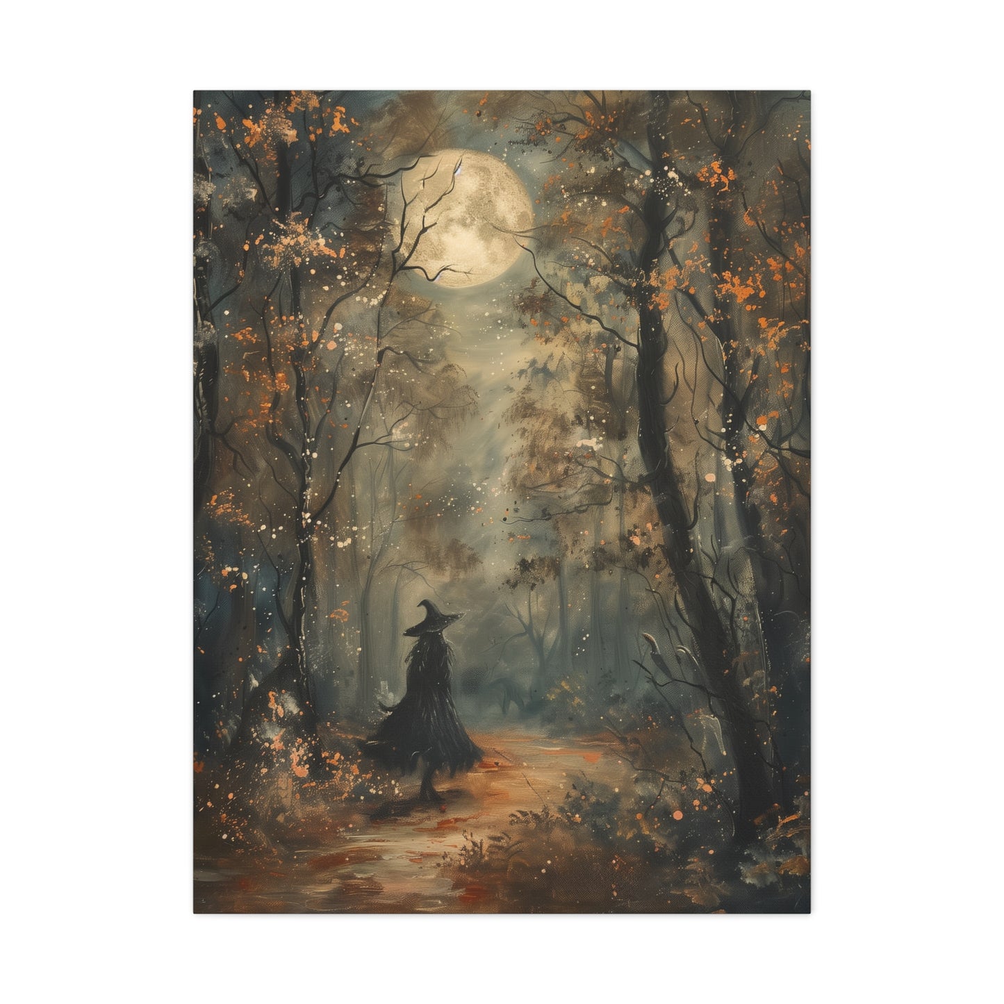 Witch in Forest Canvas Wall Art