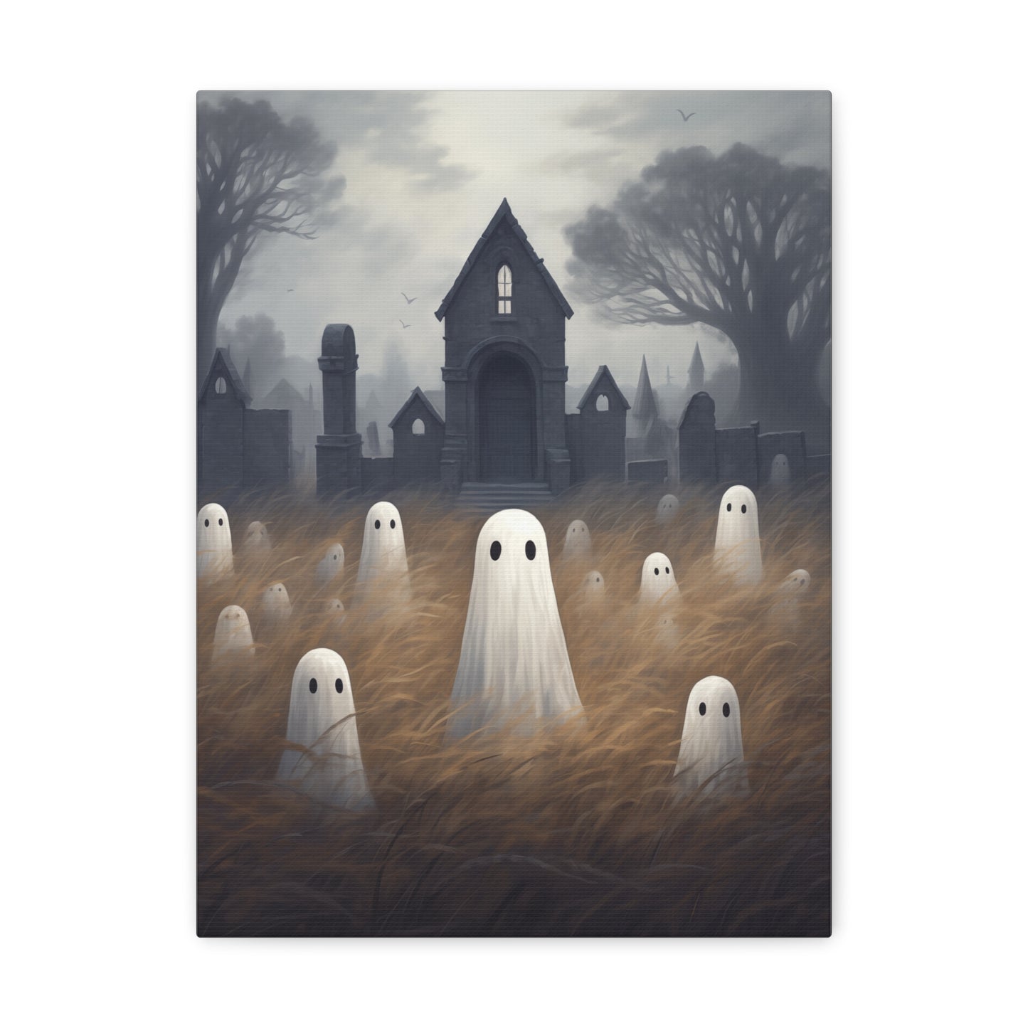 Ghosts in Cemetery Canvas Wall Art