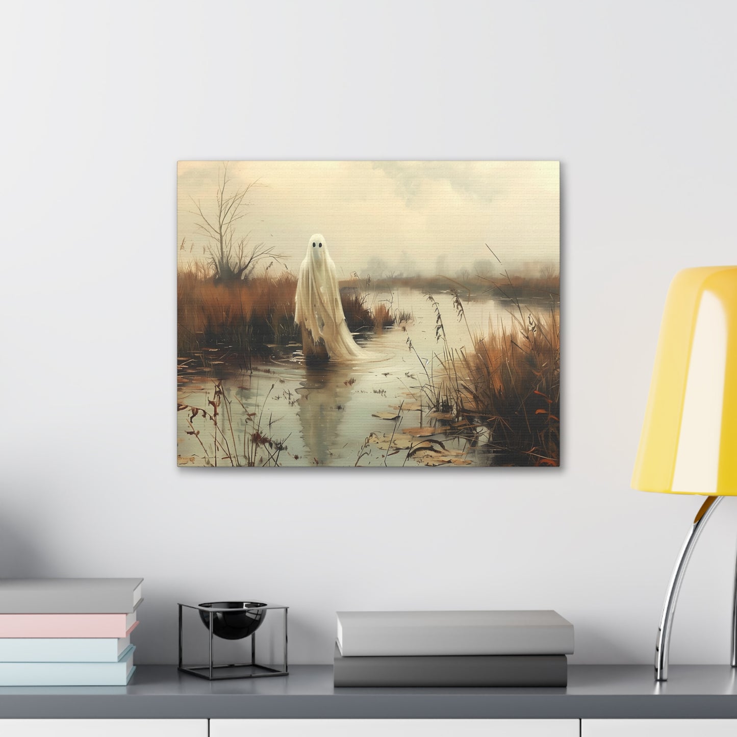 Ghost in Country Field Canvas Wall Art