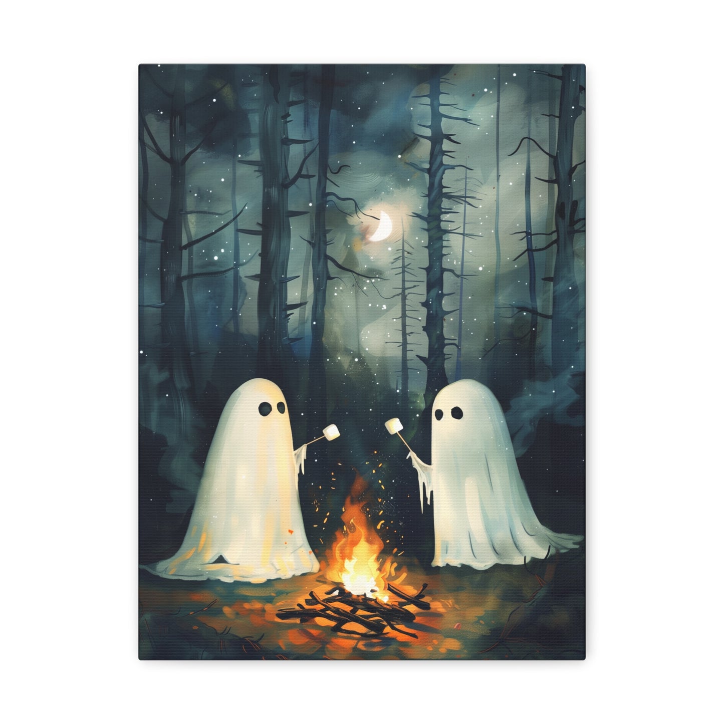 Ghosts Roasting S'mores Canvas Wall Art