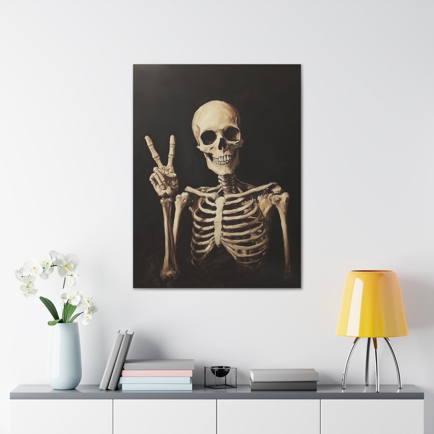 Skeleton Peace Canvas Wall Art