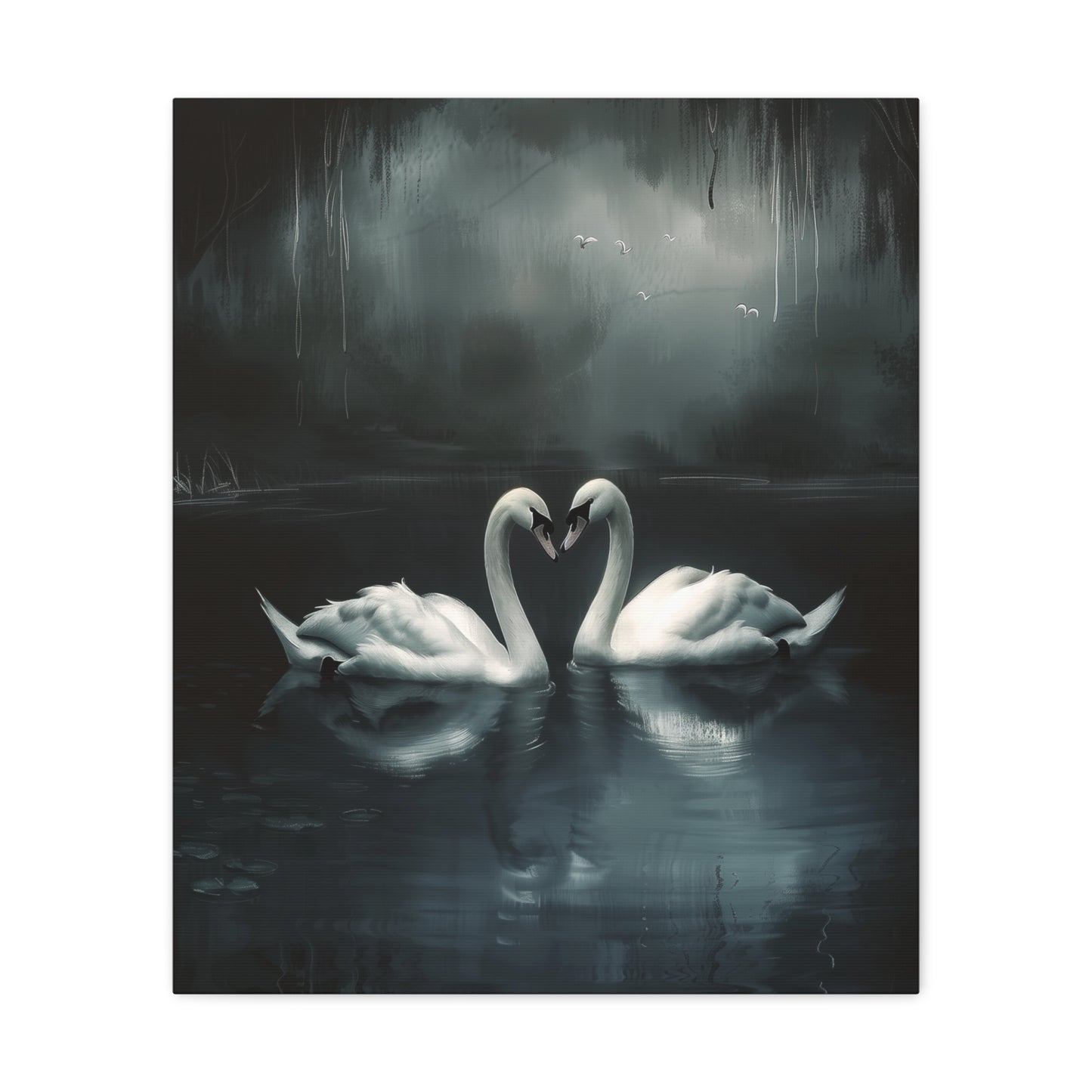 Dark Moody Swans Canvas Wall Art