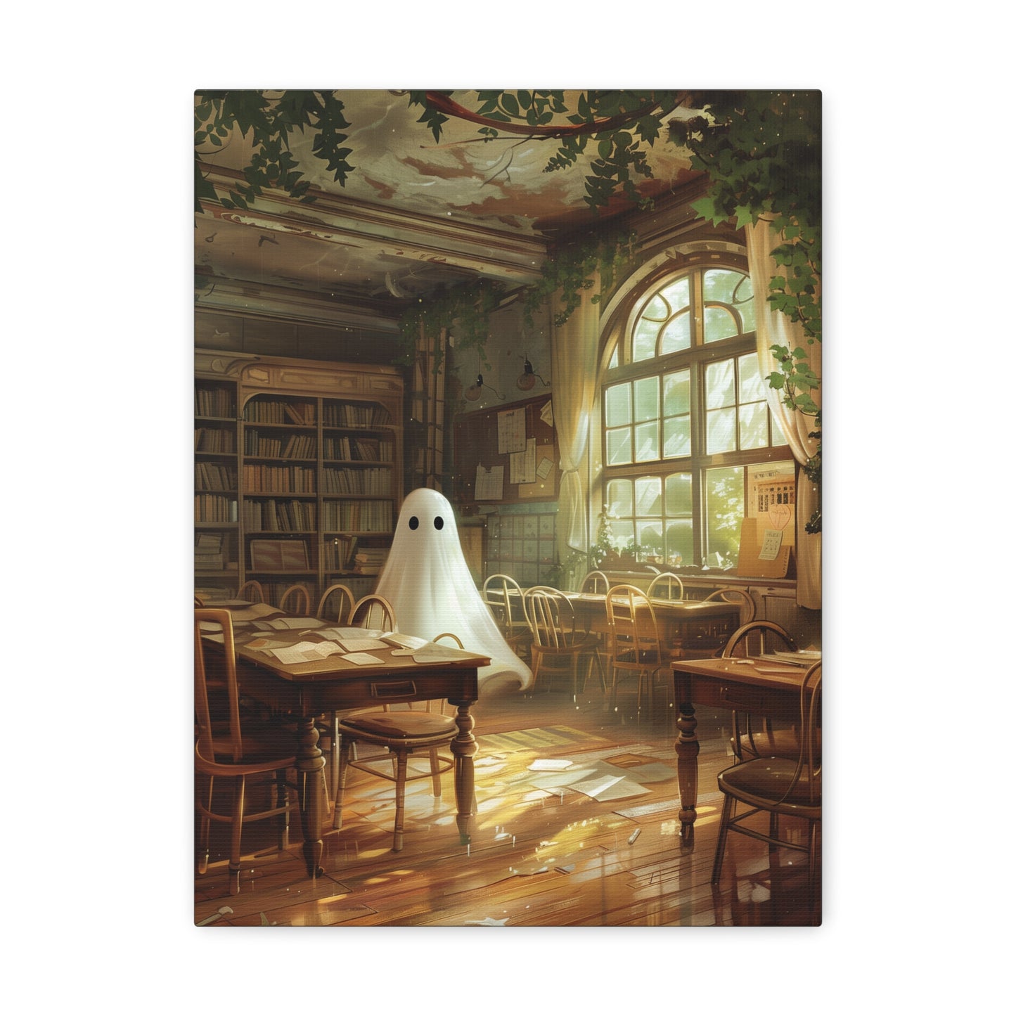 Ghost In Classroom Canvas Wall Art