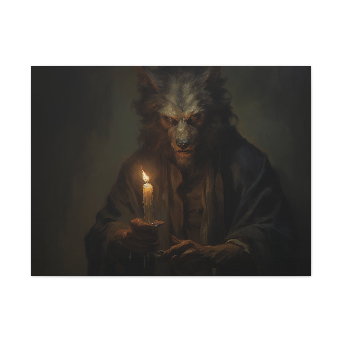 Werewolf with Candle Canvas Wall Art Halloween Decor