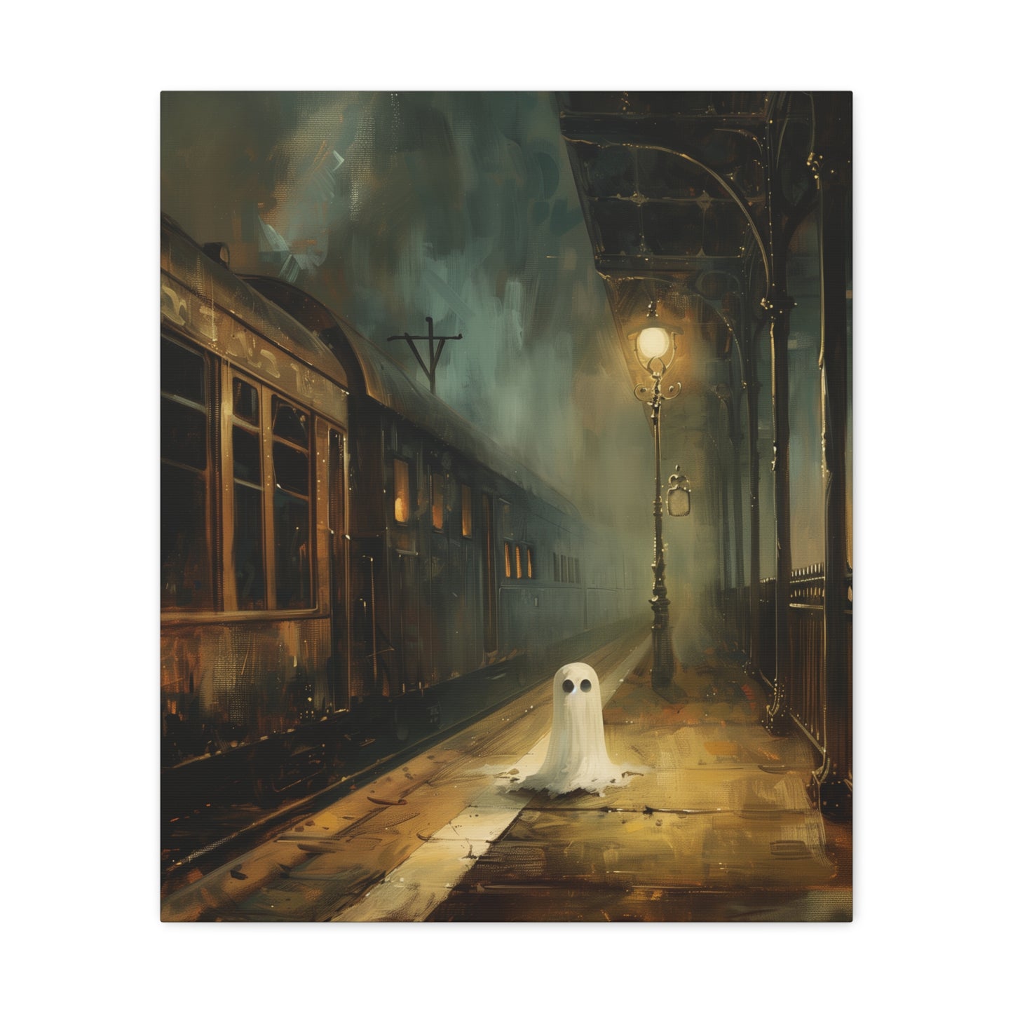 Ghost At The Station Canvas Wall Art