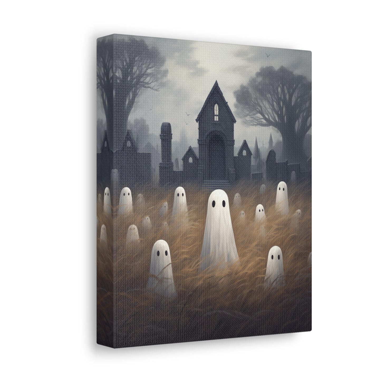 Ghosts in Cemetery Canvas Wall Art