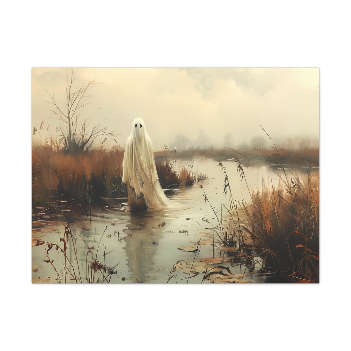 Ghost in Country Field Canvas Wall Art