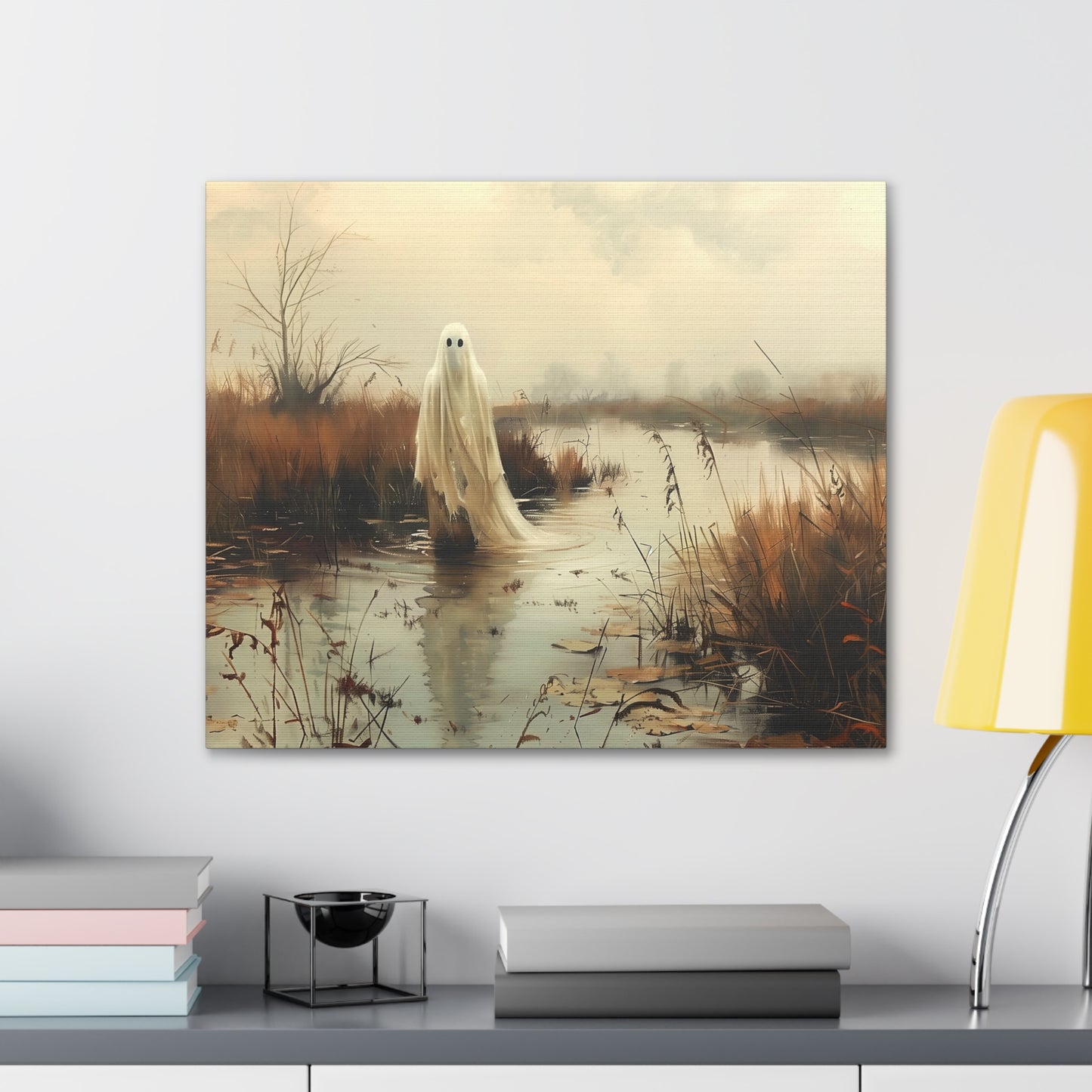 Ghost in Country Field Canvas Wall Art