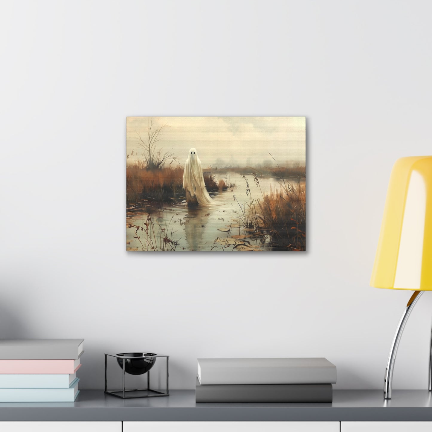 Ghost in Country Field Canvas Wall Art