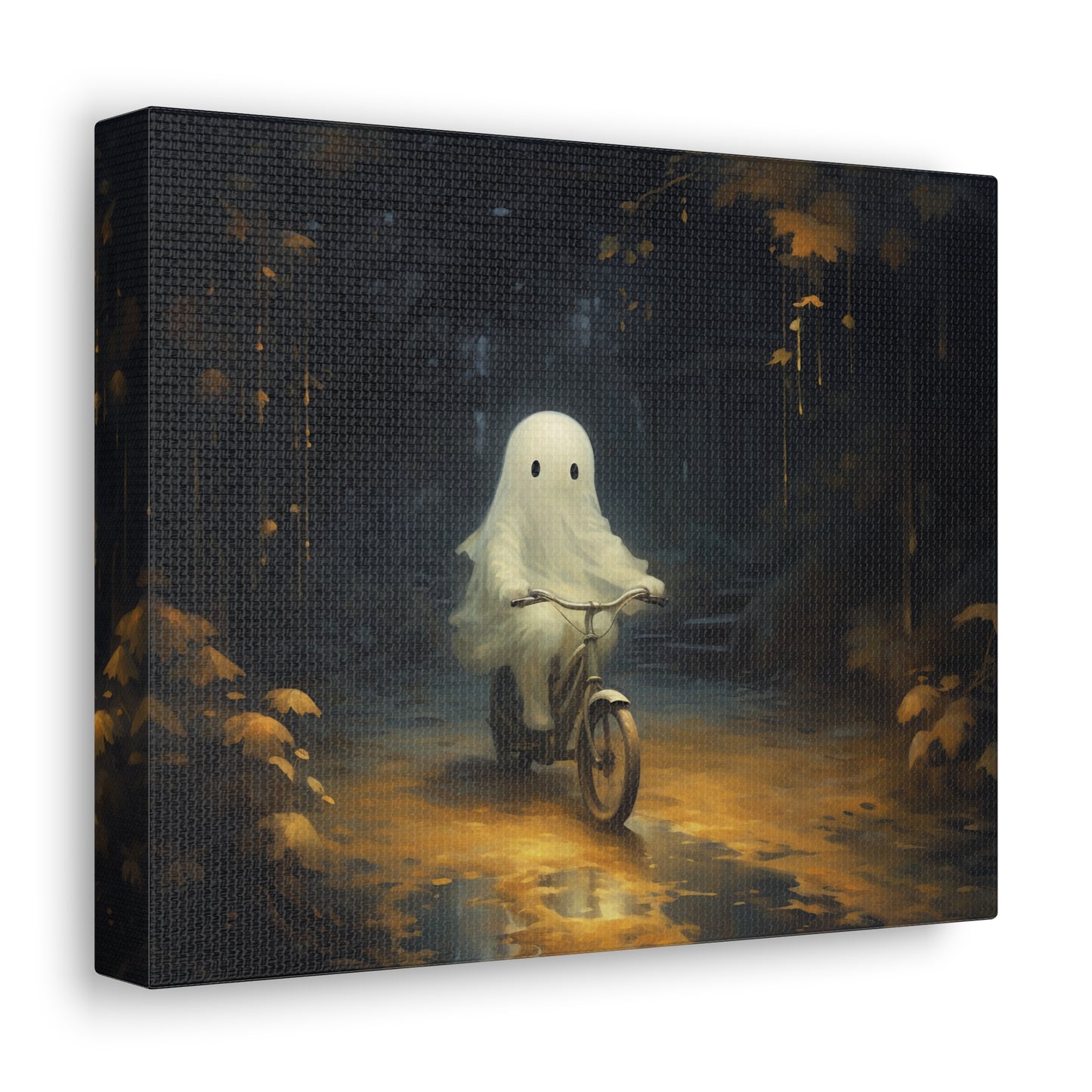 Ghost on Bike Wall Canvas Art Halloween Decor