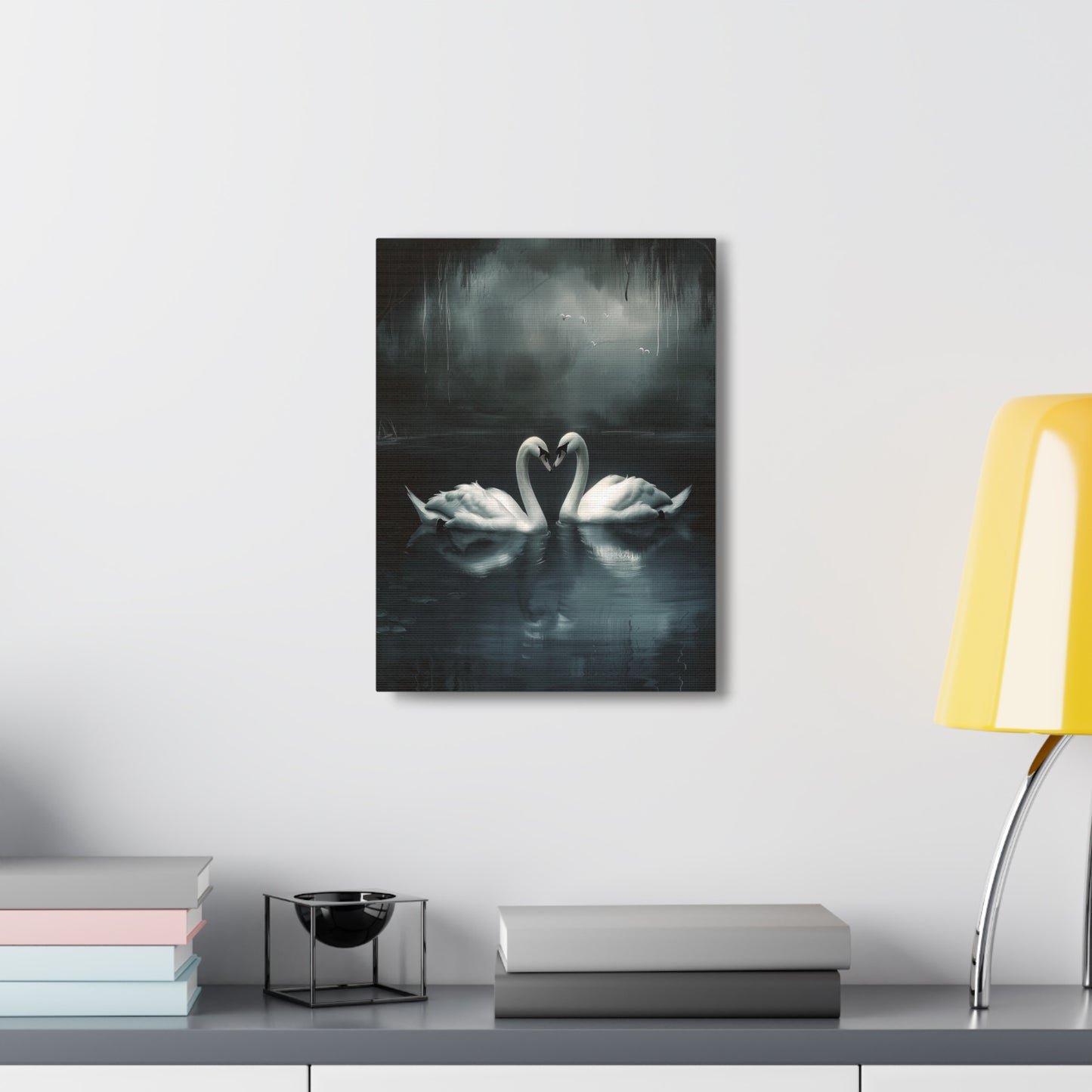 Dark Moody Swans Canvas Wall Art