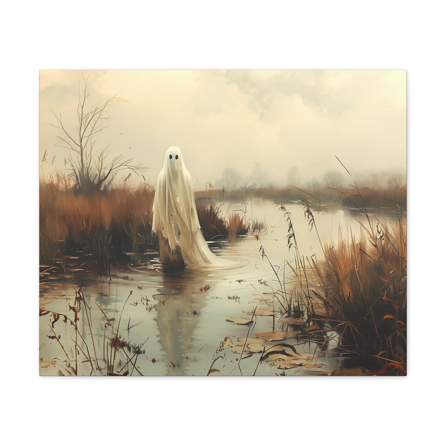 Ghost in Country Field Canvas Wall Art