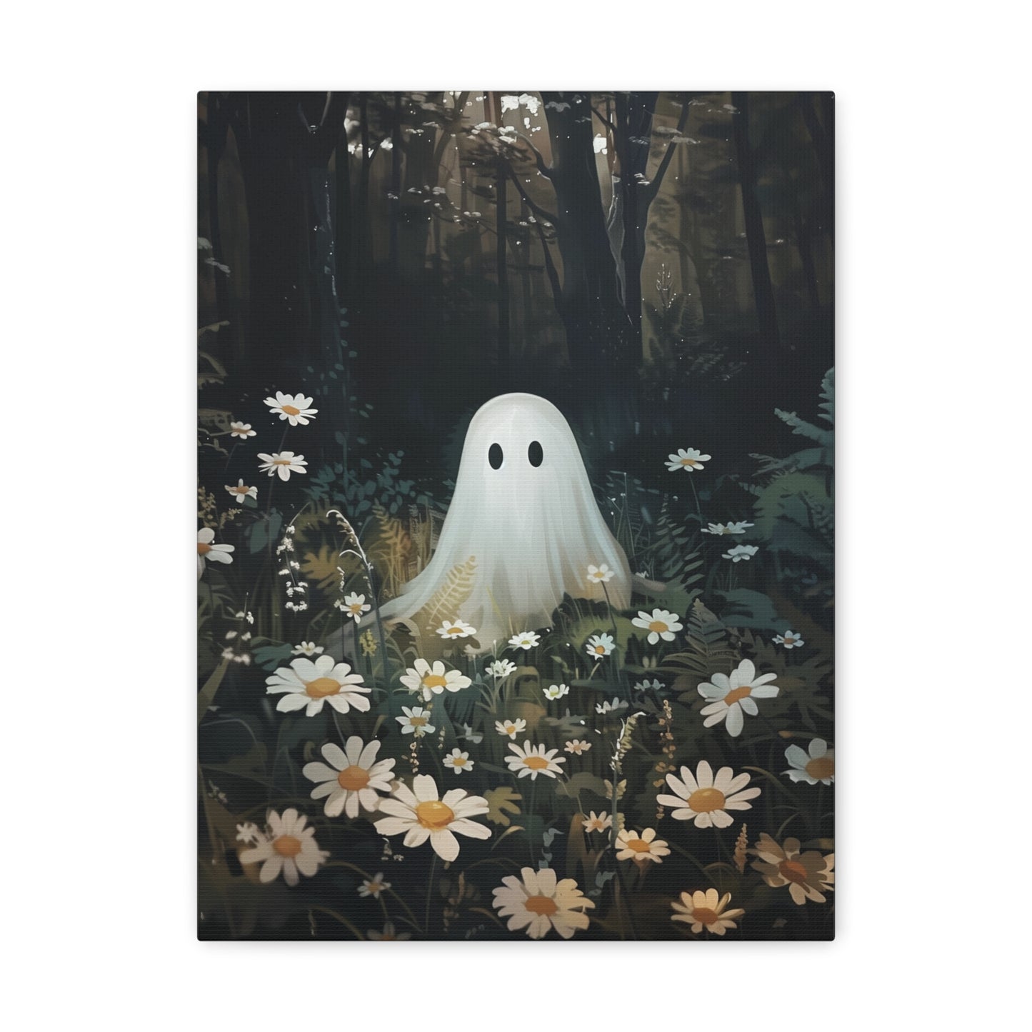 Ghost in Flower Field Canvas Wall Art