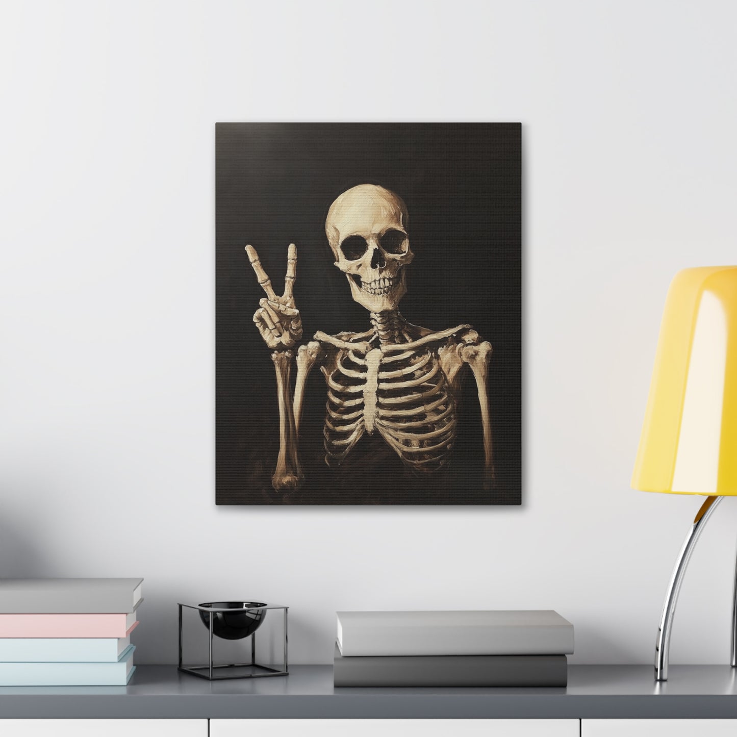 Skeleton Peace Canvas Wall Art