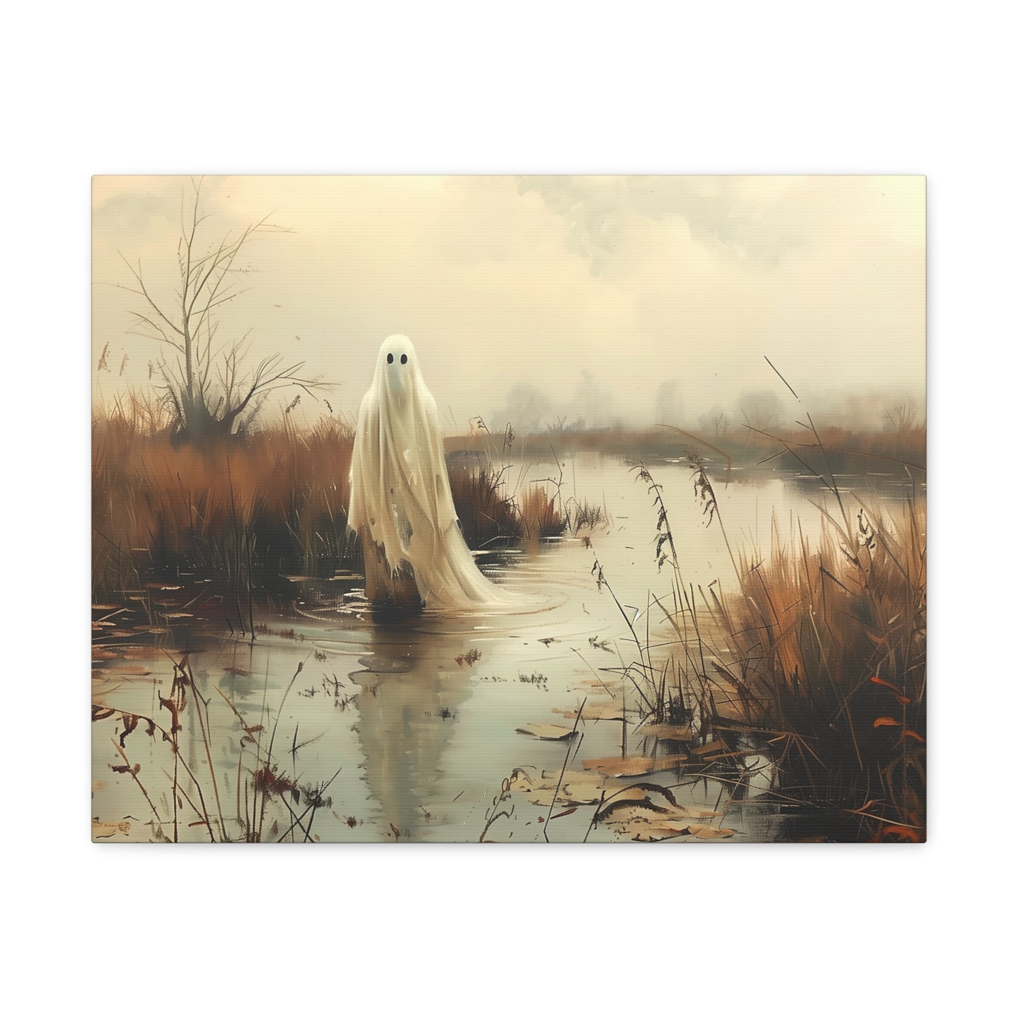 Ghost in Country Field Canvas Wall Art