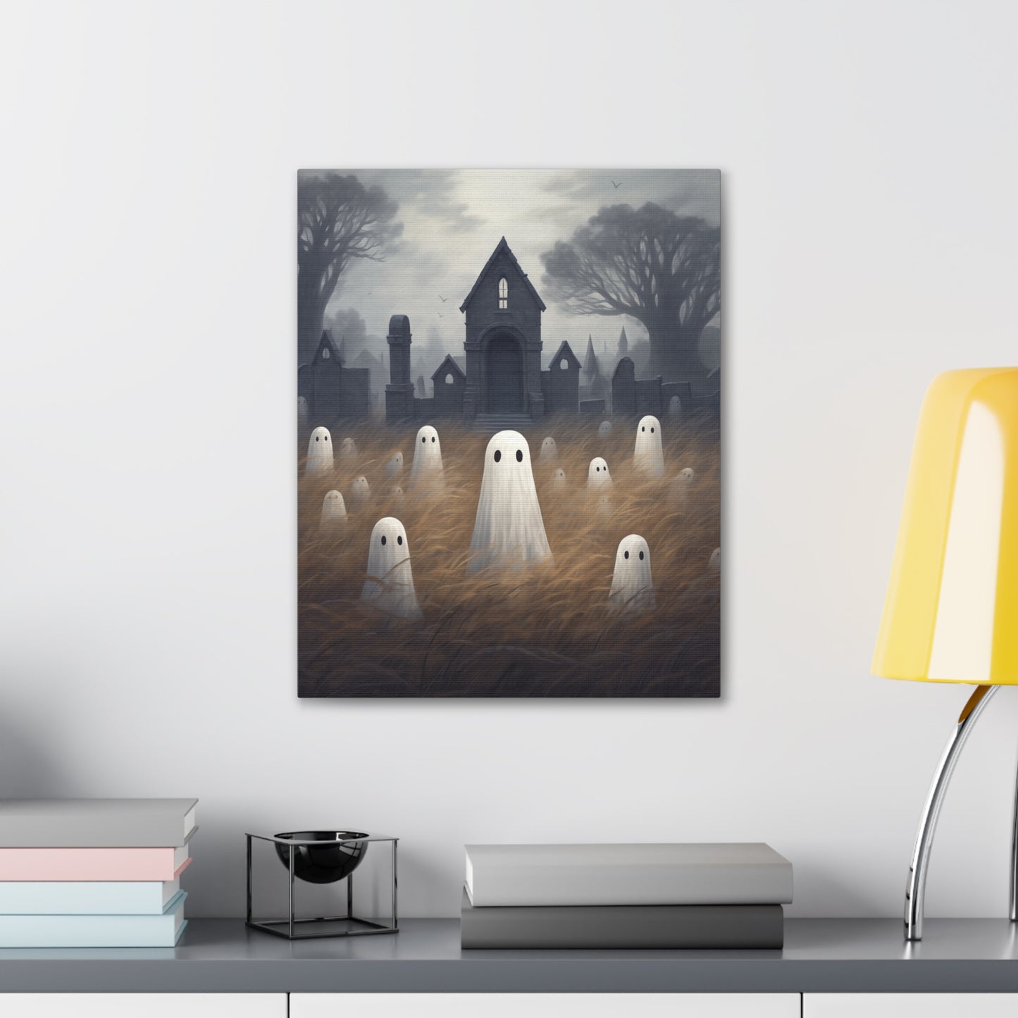 Ghosts in Cemetery Canvas Wall Art