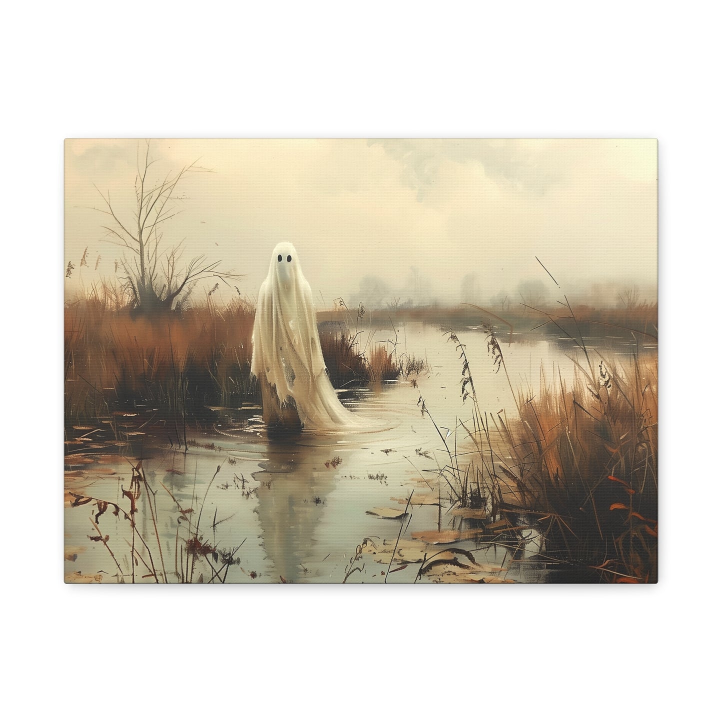 Ghost in Country Field Canvas Wall Art