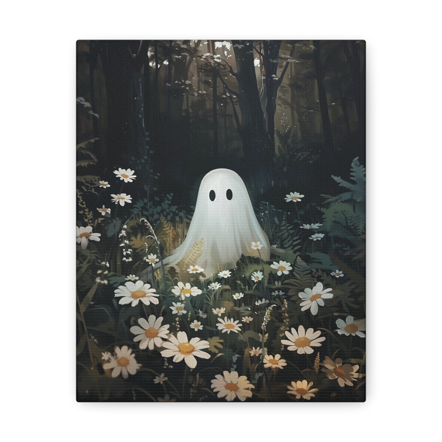 Ghost in Flower Field Canvas Wall Art