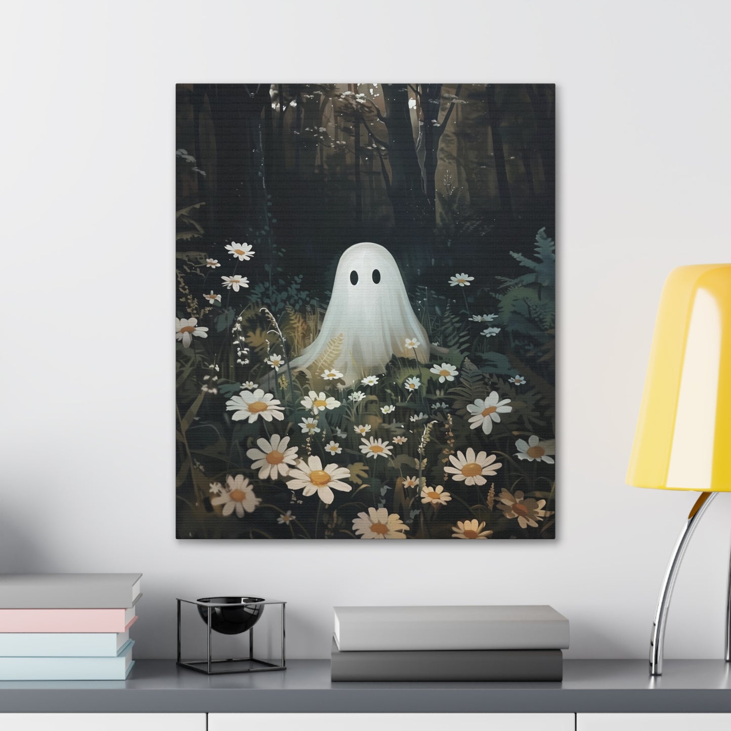 Ghost in Flower Field Canvas Wall Art