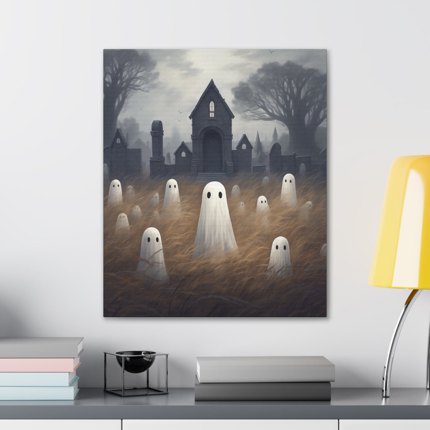 Ghosts in Cemetery Canvas Wall Art