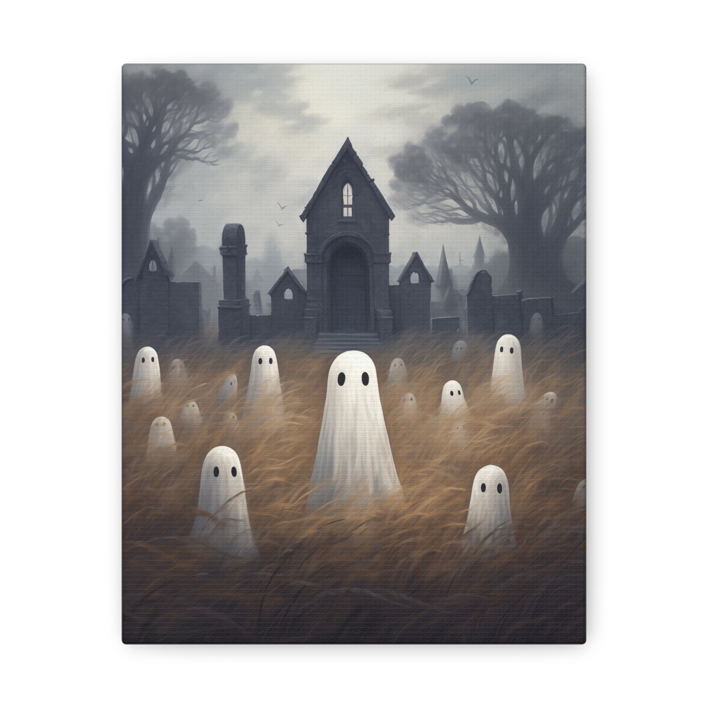 Ghosts in Cemetery Canvas Wall Art