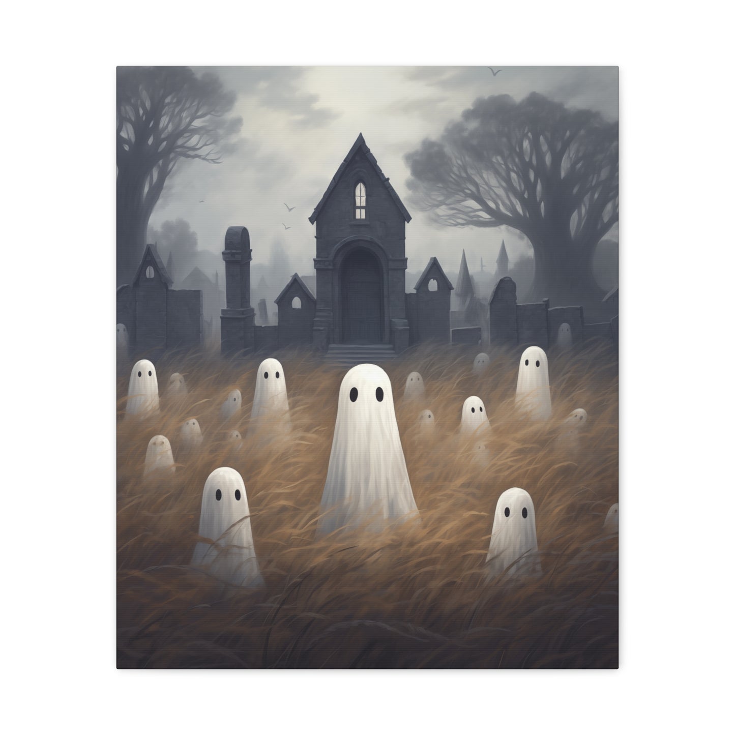 Ghosts in Cemetery Canvas Wall Art