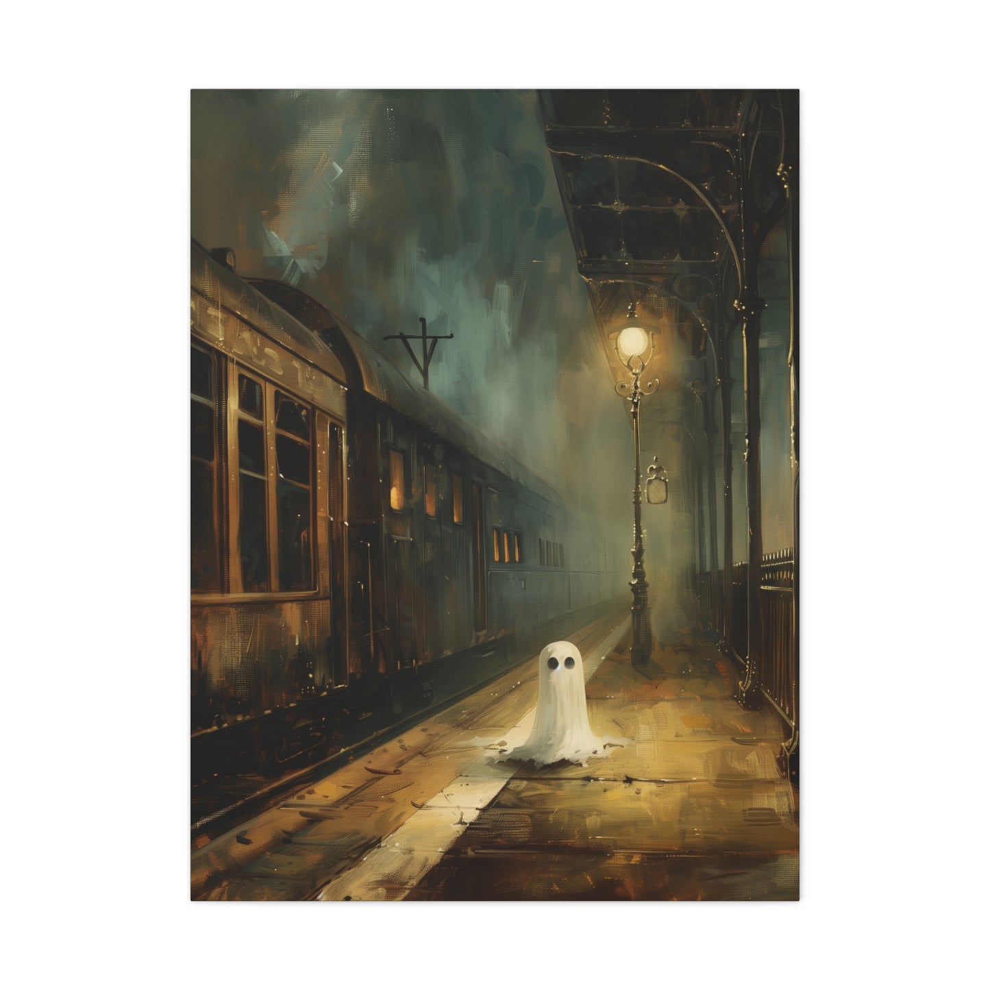 Ghost At The Station Canvas Wall Art