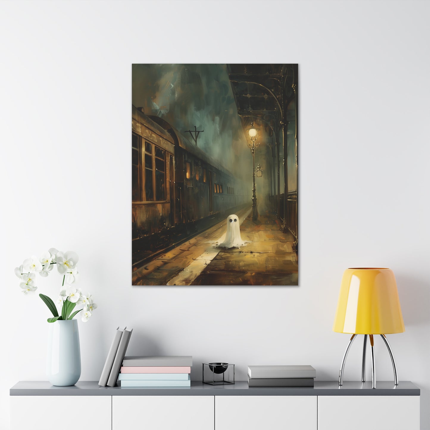 Ghost At The Station Canvas Wall Art