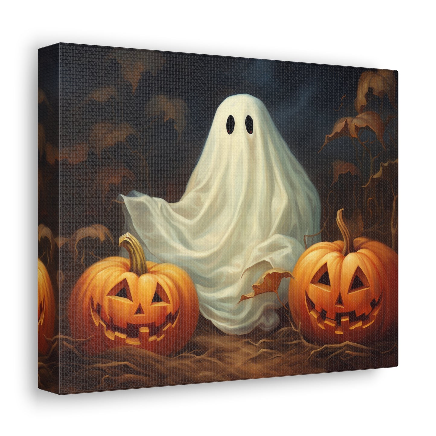 Ghost and Jack O Lanterns Canvas Wall Art Halloween Decor