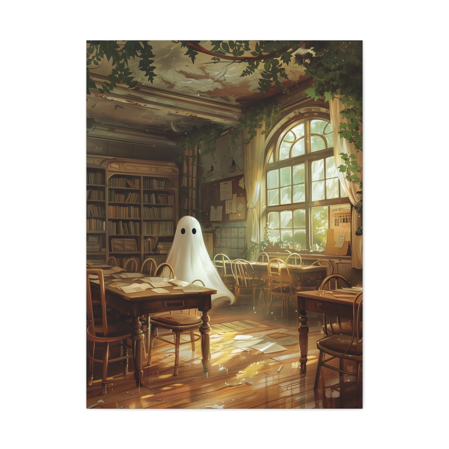 Ghost In Classroom Canvas Wall Art