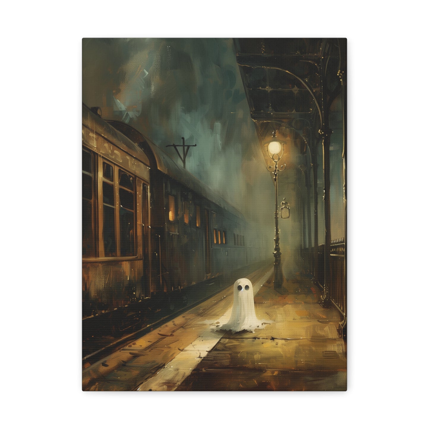 Ghost At The Station Canvas Wall Art