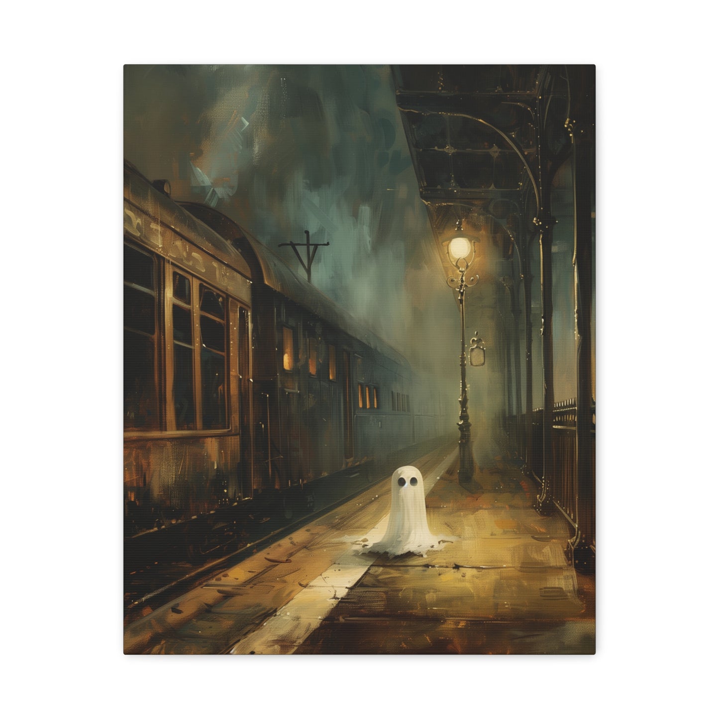 Ghost At The Station Canvas Wall Art