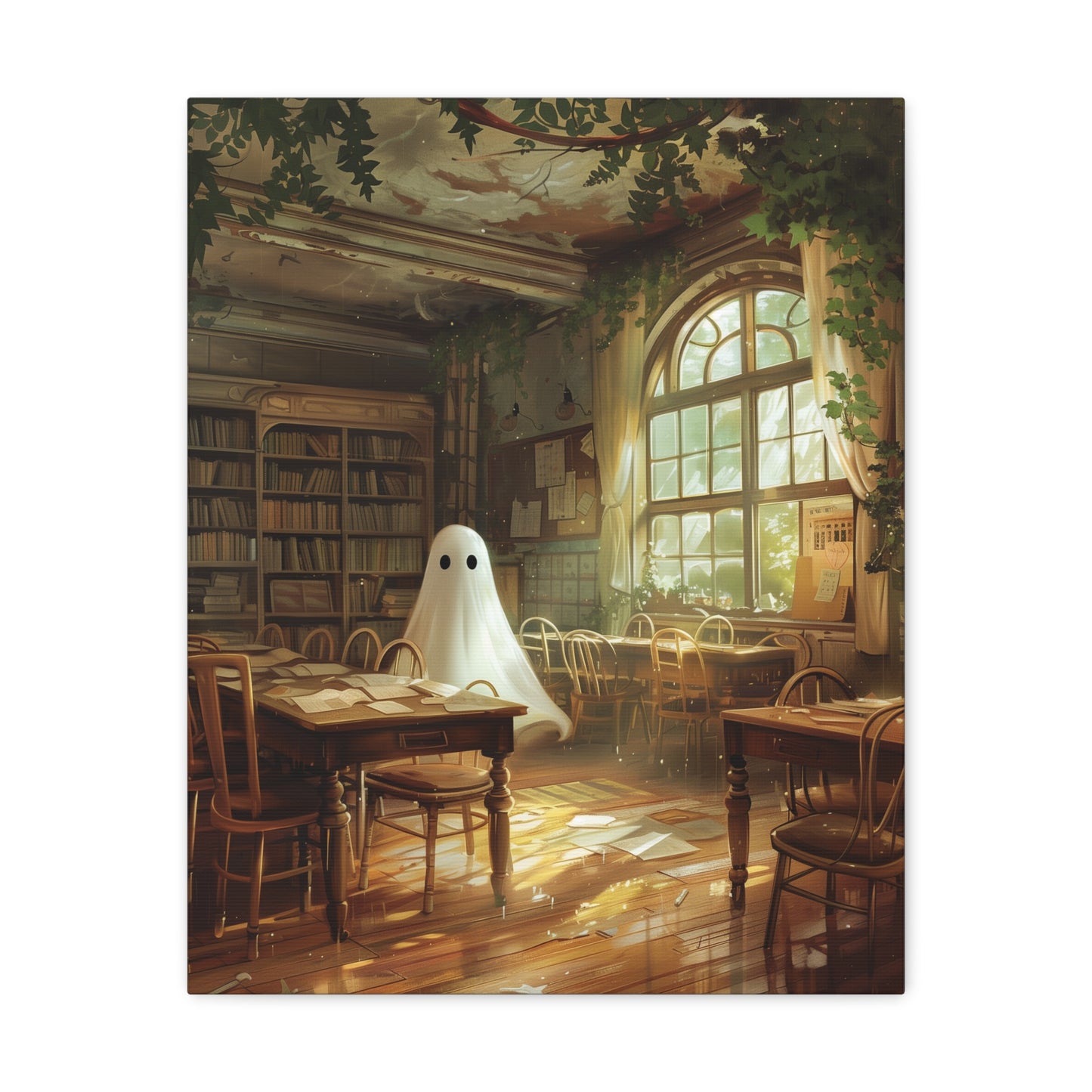 Ghost In Classroom Canvas Wall Art