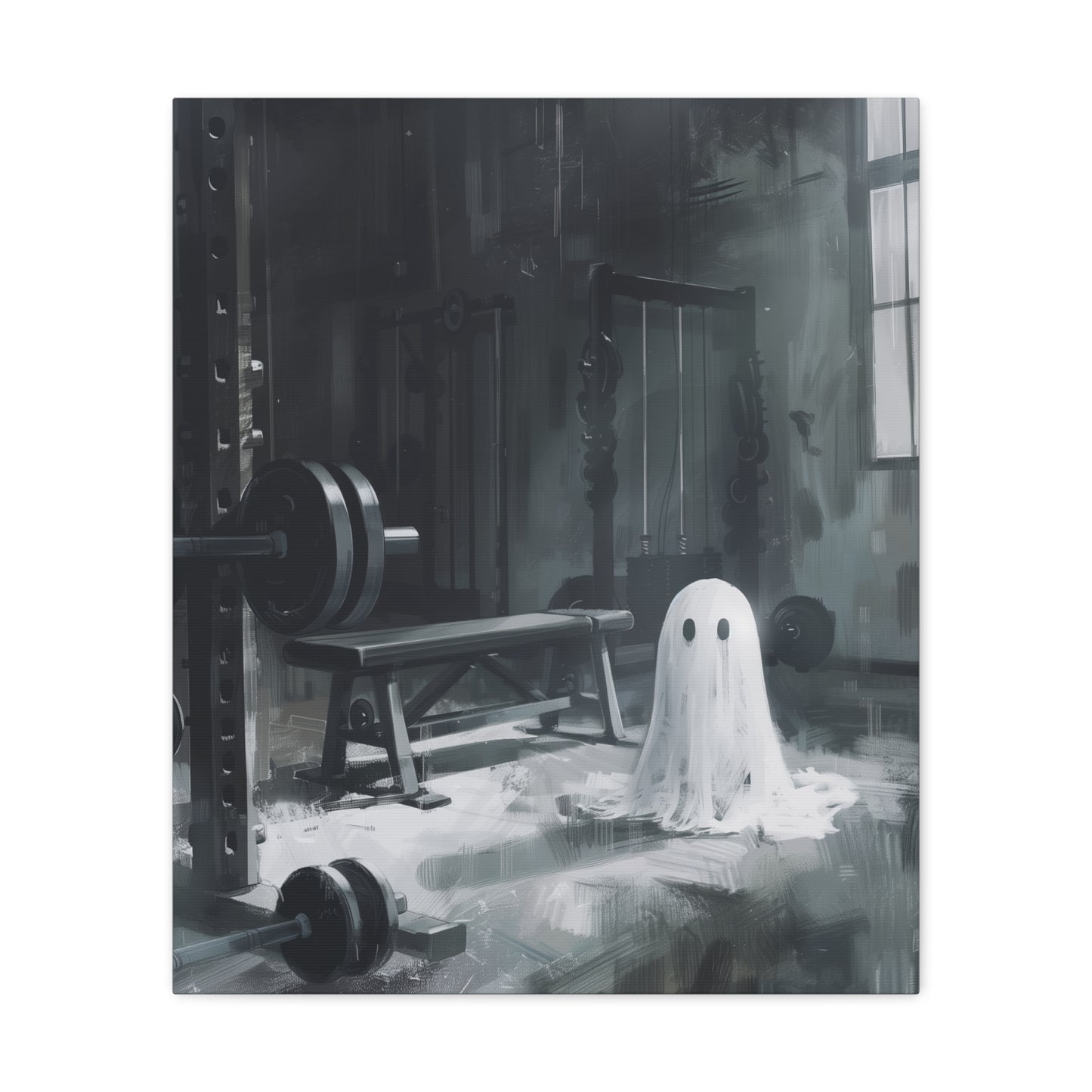 Ghost At The Gym Canvas Wall Art