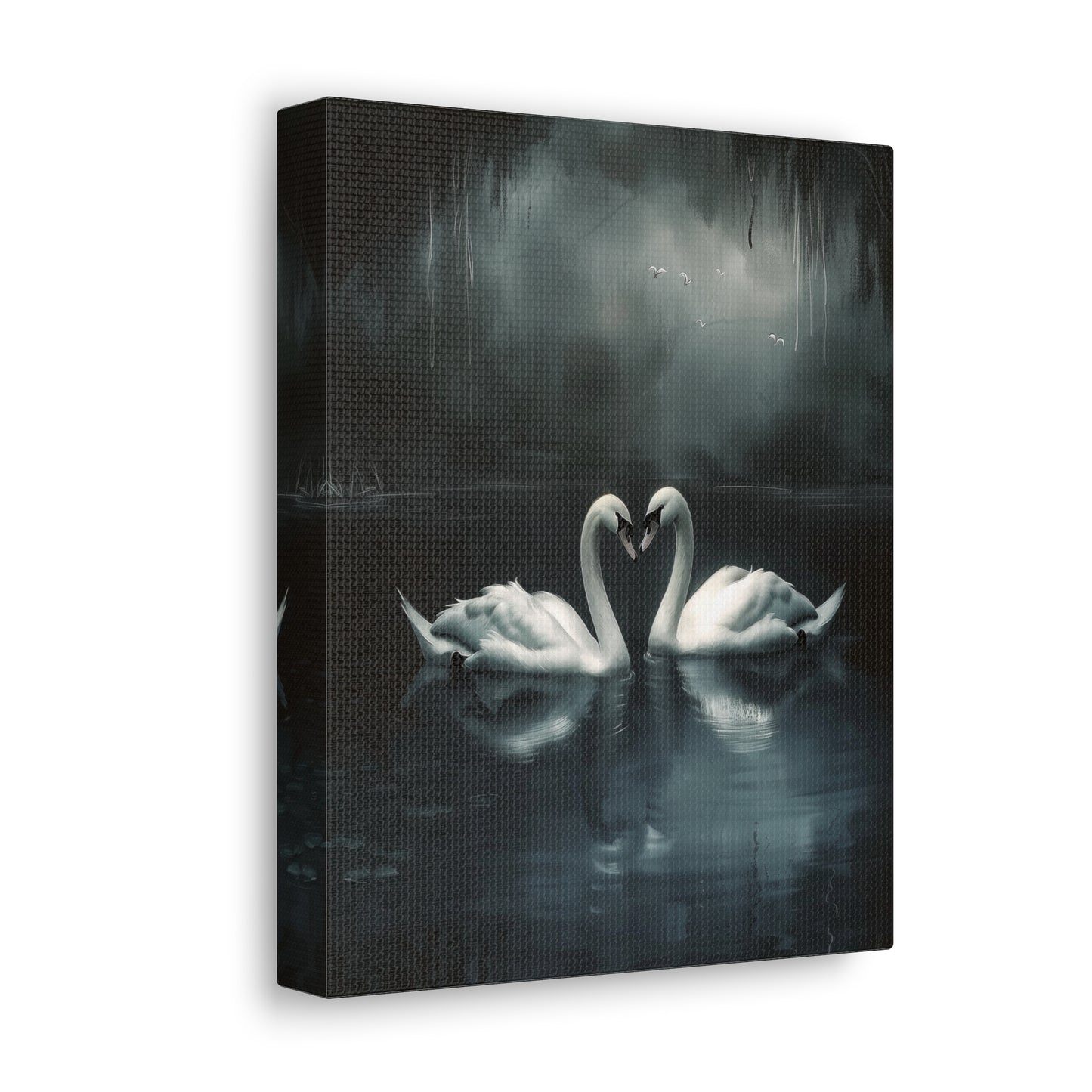 Dark Moody Swans Canvas Wall Art