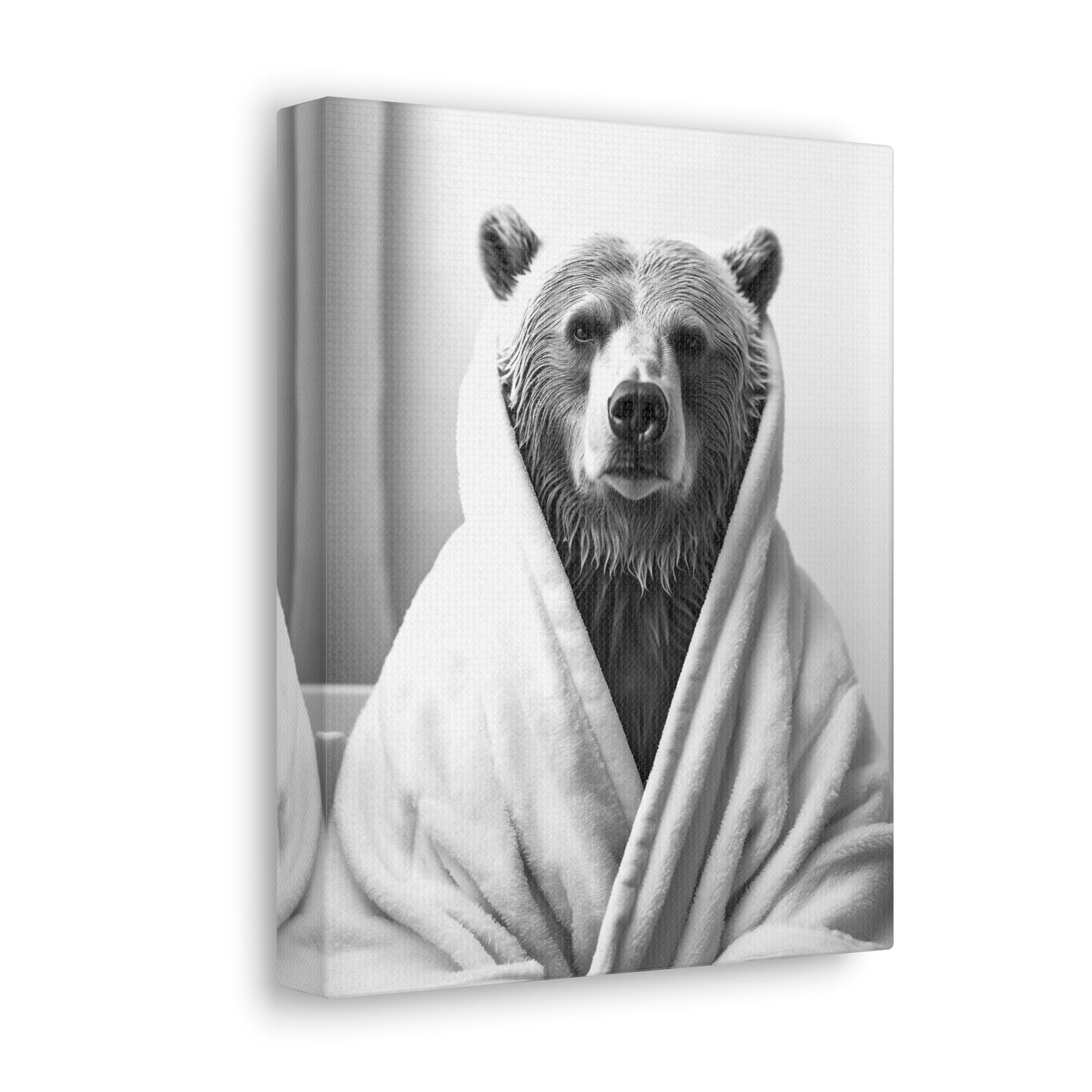 Bear In A Bathrobe Bathroom Decor Canvas Wall Art