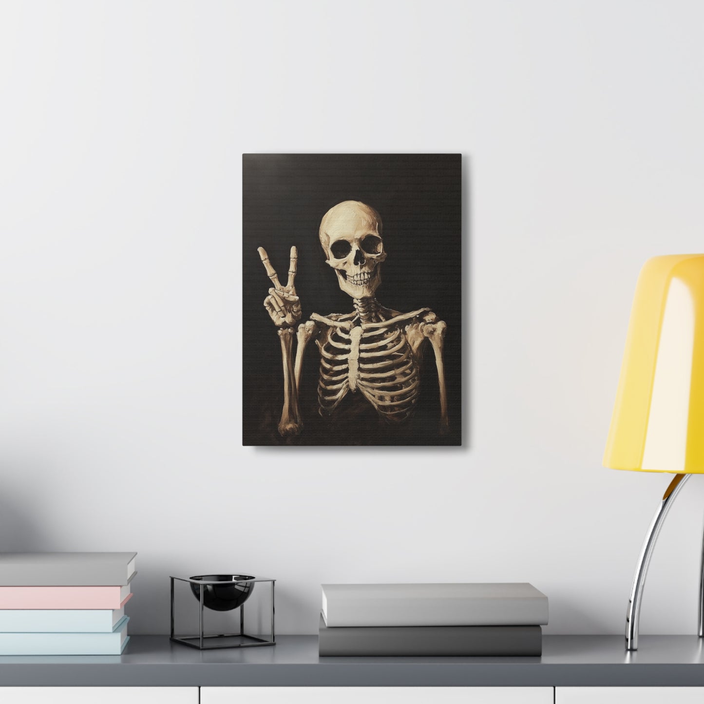 Skeleton Peace Canvas Wall Art