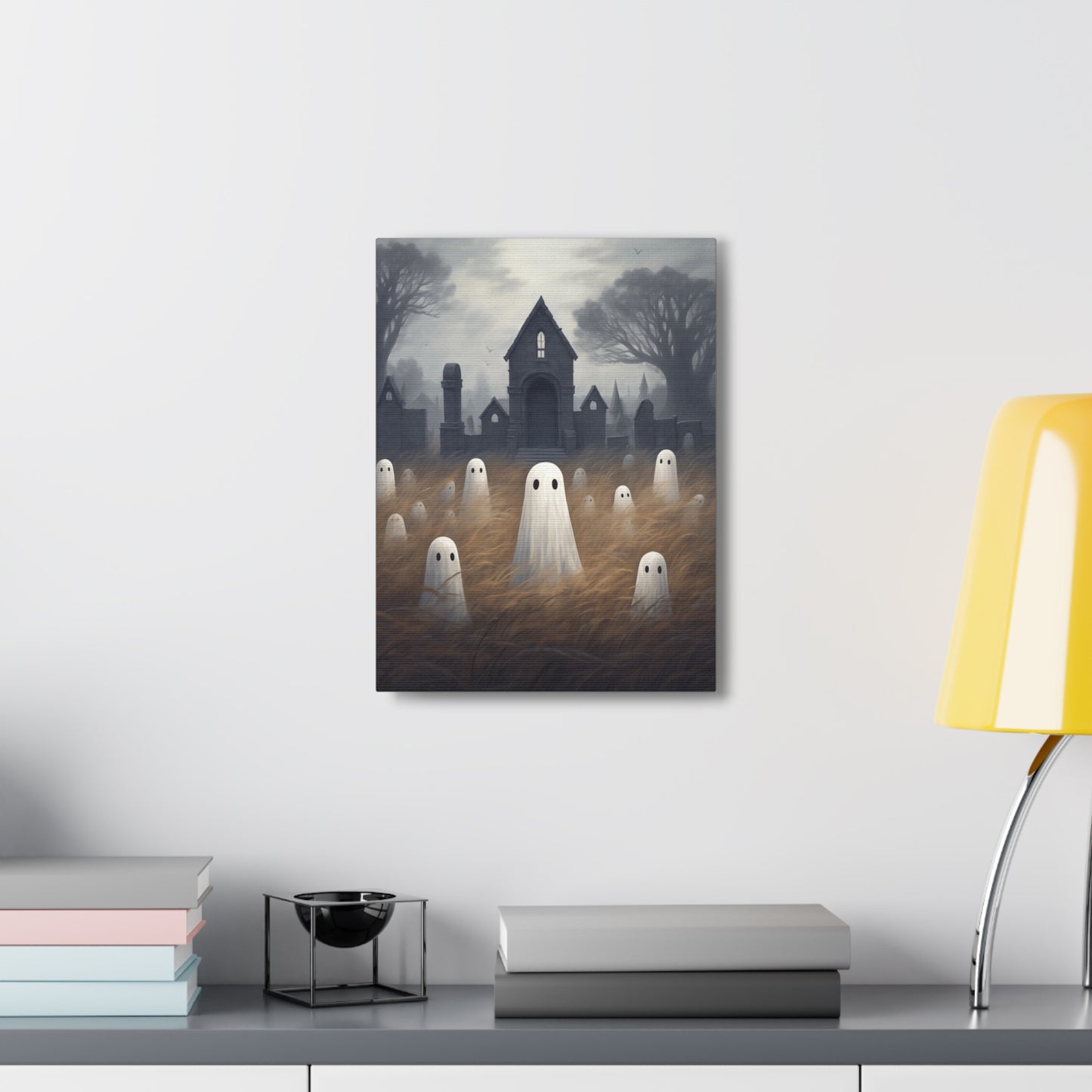 Ghosts in Cemetery Canvas Wall Art