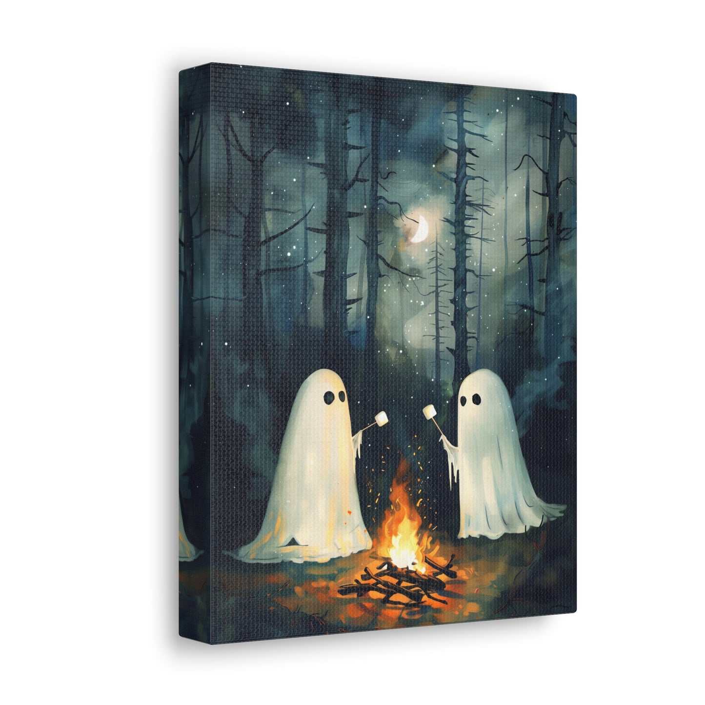 Ghosts Roasting S'mores Canvas Wall Art