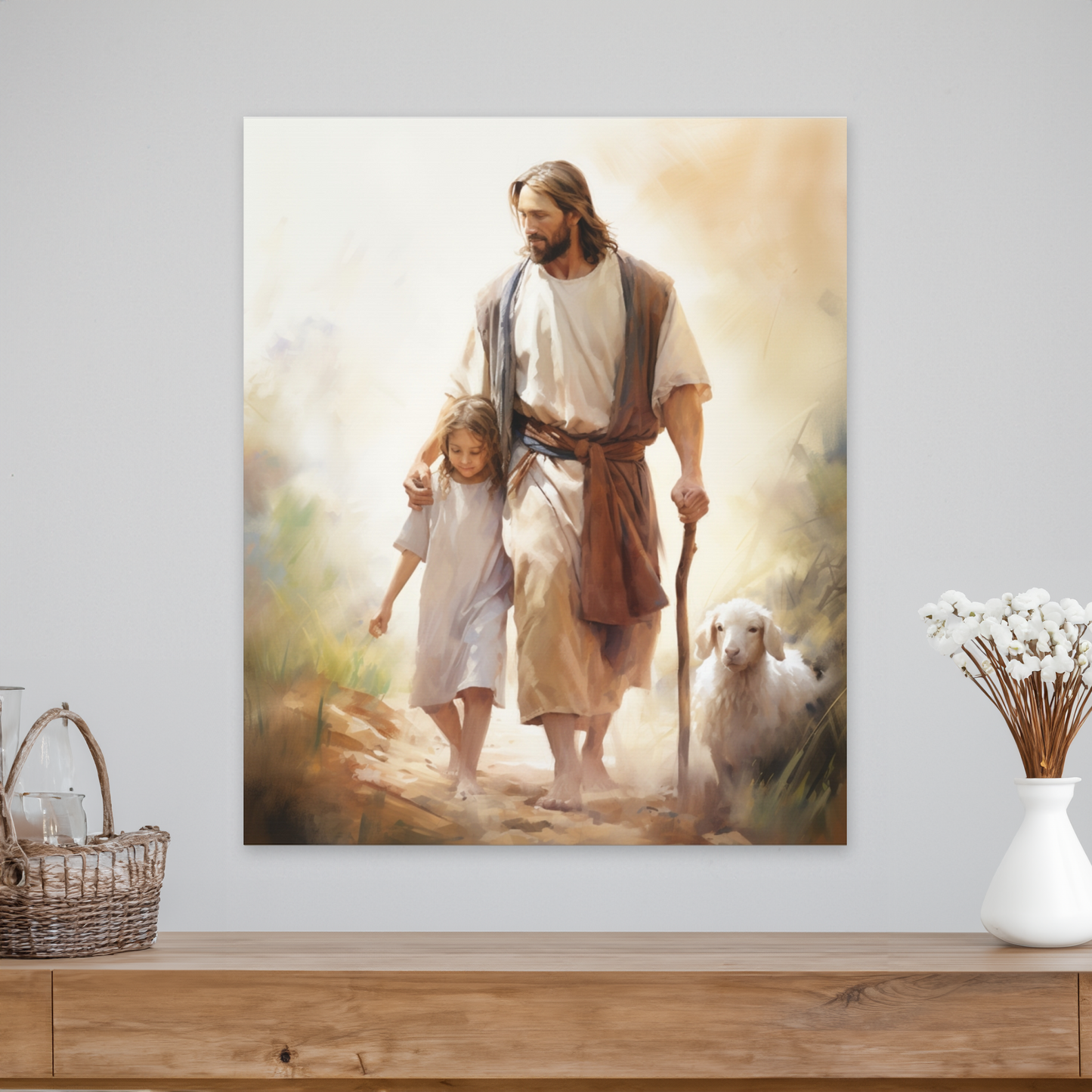 Jesus Walking with Child Christian Wall Art