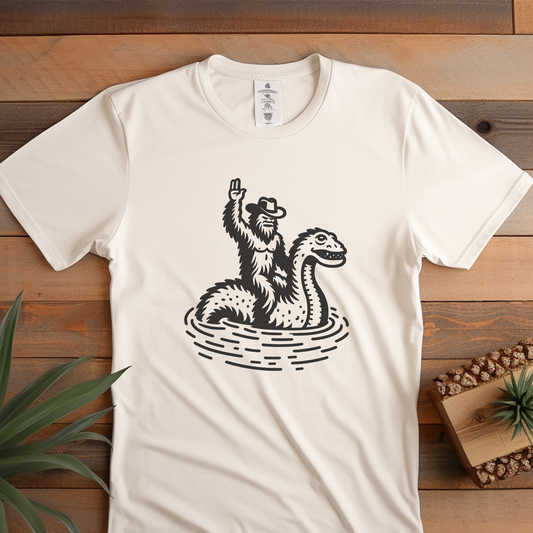 Bigfoot Riding Lochness Shirt