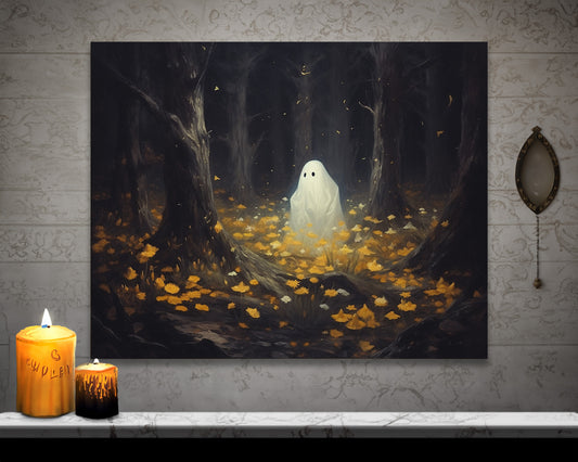 Ghost In The Forest Canvas Wall Art Halloween Decor