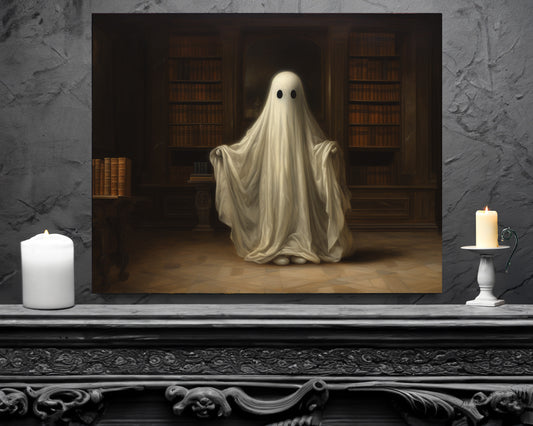 Ghost in Library Wall Art Halloween Decor