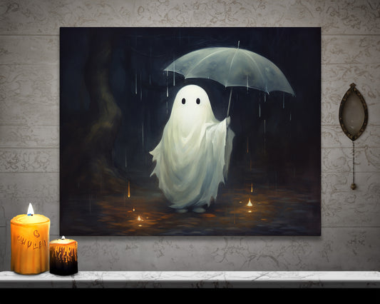 Ghost in Rain Canvas Wall Art Halloween Decor