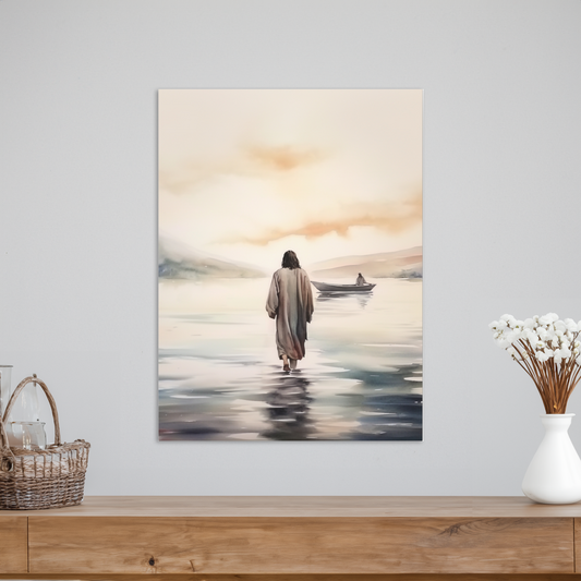 Jesus Walking on Water w/Boat Christian Wall Art