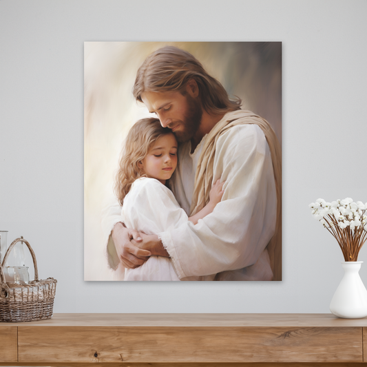 Jesus Comforting A Child Christian Wall art